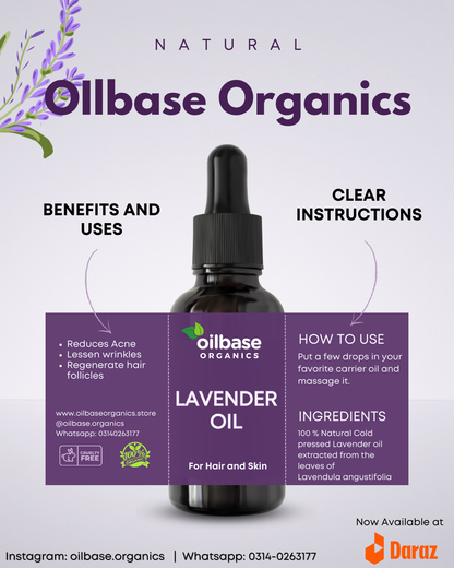 Oilbase Organics Pure Lavender Essential Oil — Aromatherapy & Relaxation